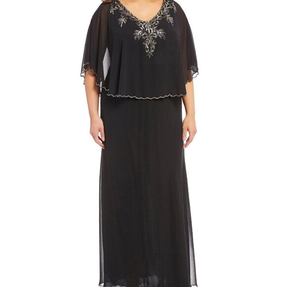 Jkara New York Dresses & Skirts - Jkara Plus Size Popover Capelet Beaded Gown